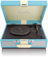 Classic Phono Tt - 33 Turntable In Suitcase Builtin Speakers M Blue Png