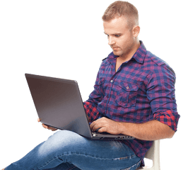 Download Sitting Man Png Laptop - Women Laptop Png