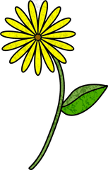 August - Cartoon Flower With Stem Clipart Full Size Simple Flower Drawing Designs Png