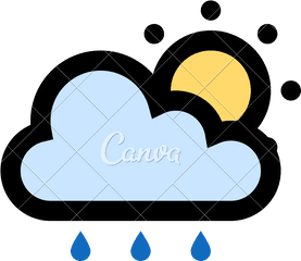 Sun Behind Rain Cloud - Icons By Canva Sunny Partly Cloudy Rain Png