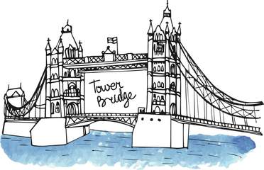 Big Ben Landmark Monument Drawing British Style - London Bridge Cartoon Black And White Png