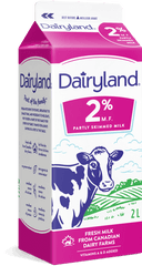 Dairyland 2 Partly Skimmed Milk - 2 Litre Carton Dairyland 2 Milk Png