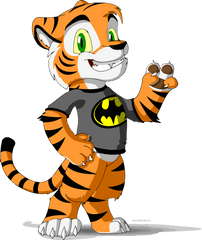 Batman Tigger Peace Clipart Png - Cartoon Tiger With Shirt