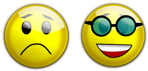 Smiley Glasses Sad Clip Art - Vector Clip Art Happy And Sad Face Transparent Png