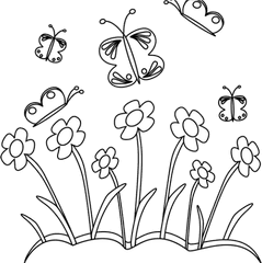 Spring Flower Banner Black And White Bla 246323 - Png Flowers Clipart Black And White