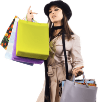 Fashion Shopping Young Bag Holding Girl - Free PNG