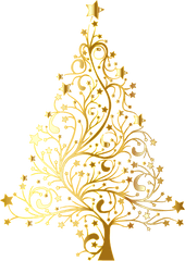 Starry Christmas Tree Gold No - Christmas Tree Clipart White Background Png