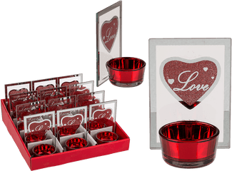 Glass Tealight Holder With Print Love - Box Png