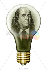 Stock Photo Of Money Light Bulb With Benjamin Franklin - Incandescent Light Bulb Png