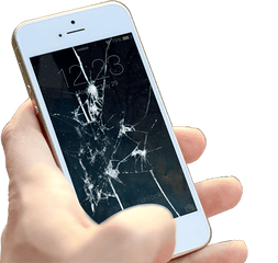 Holding An Iphone With A Broken Screen - Hand Holding Broken Iphone Png