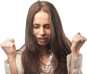 Excited Pretty Lady With Clenched Fists - Portable Network Graphics Png