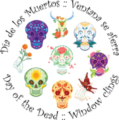 Dia De Los Muertos - Halloween Day Of The Dead Window Cling Laptop Sticker Decorations Happy Valentines Day Png