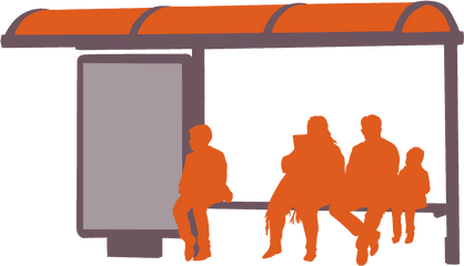 Download Bus Stop 2 Orange - Human Silhouette At Bus Stop Bus Stop Png