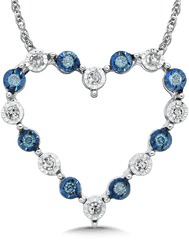 Sdc Creations Blue And White Floating Diamond 10k Heart - Necklace Png