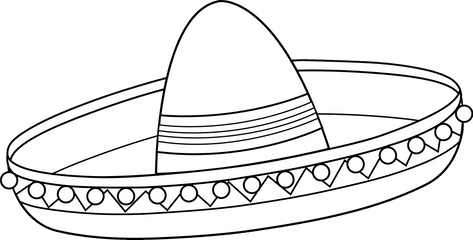 Mexican Sombrero - Sombrero Coloring Page Png