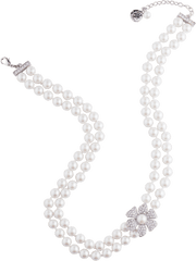 Double Strand Pearl Necklace With PavÃ© - Necklace Png