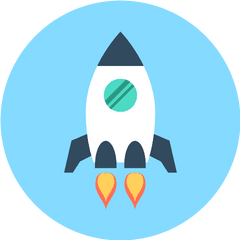 Rocket Ship Variant Small With White Circle Outline Vector - Rocketship Icon Circle Png