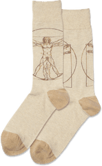 Menu0027s Vitruvian Man Crew Socks - Natural Melange For Teen Png