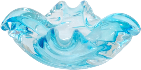 Italian Murano Ashtray In Sky Blue Png