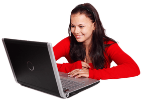 Professional Girl Laptop Using Free HD Image - Free PNG