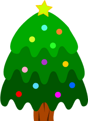 Christmas Tree With Ornaments And Star Clip Art - Christmas Day Png