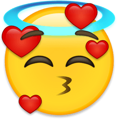 Emoji Cara De Angel Y Enamorado - Imagenes De Stickers De Besos Png