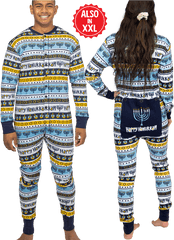 Happy Hanukkah Adult Onesie Menorah Flapjack - Chanukah Adult Onesie Png